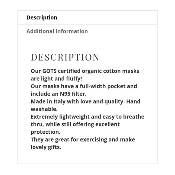 Anna Sova Organic Cotton Face Mask with Filter - Picture 6 of 6